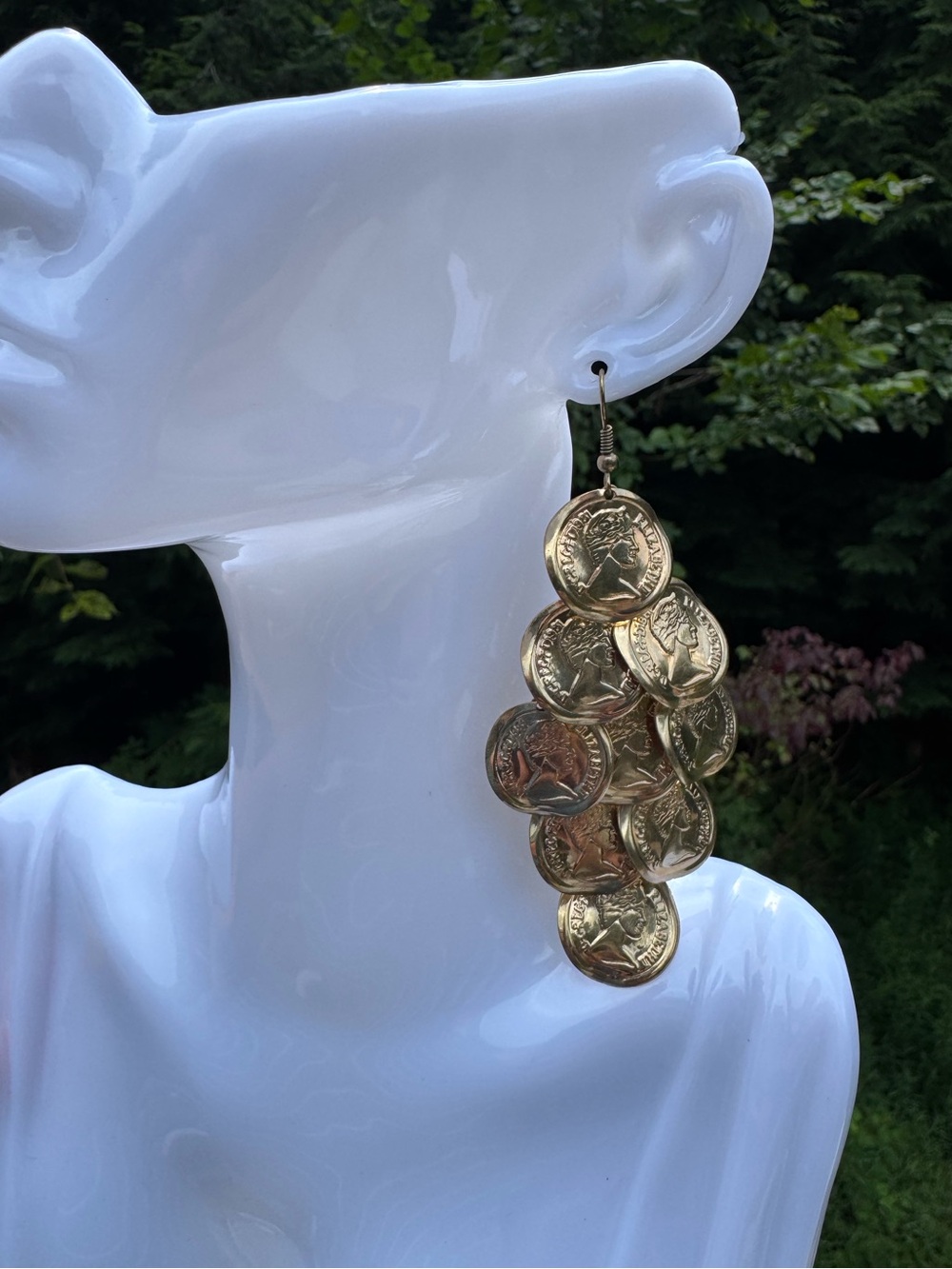 Gold Tone Coin Dangle Earrings